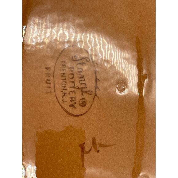 Stangl Pottery Vintage Pair of Ceramic Clay Curved Footed Platers Fruit Pattern - Picture 6 of 8